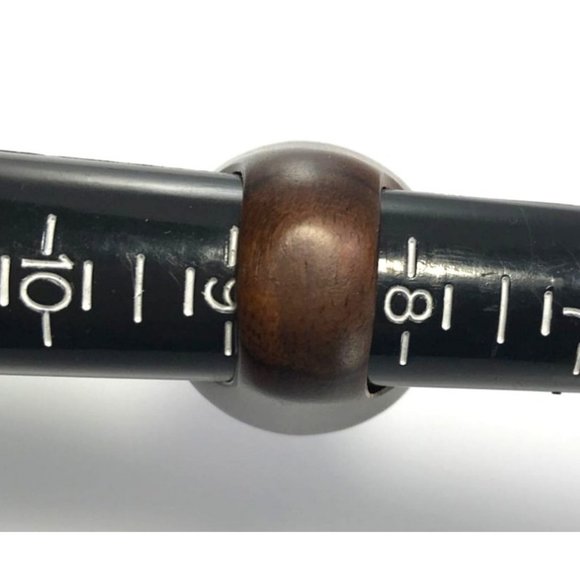 Vintage Chunky Teak Wood and Rhinestone Cocktail Ring Gold Tone Filagree Sz 8.25 - Picture 6 of 8